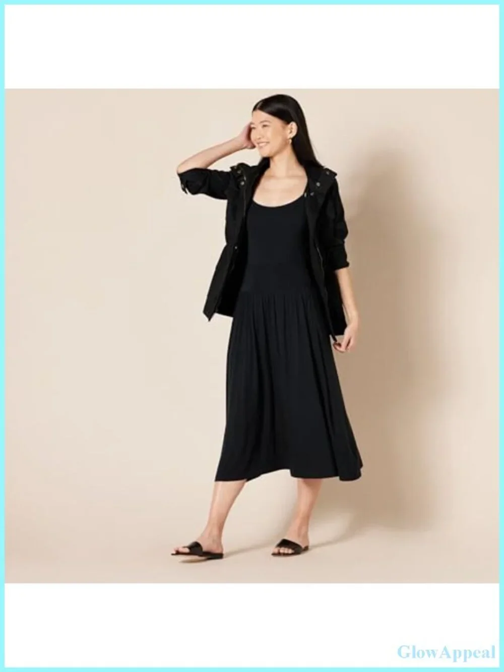 Women's Jersey Pull On Midi Skirt Relaxed Fit A-Line Side Pockets